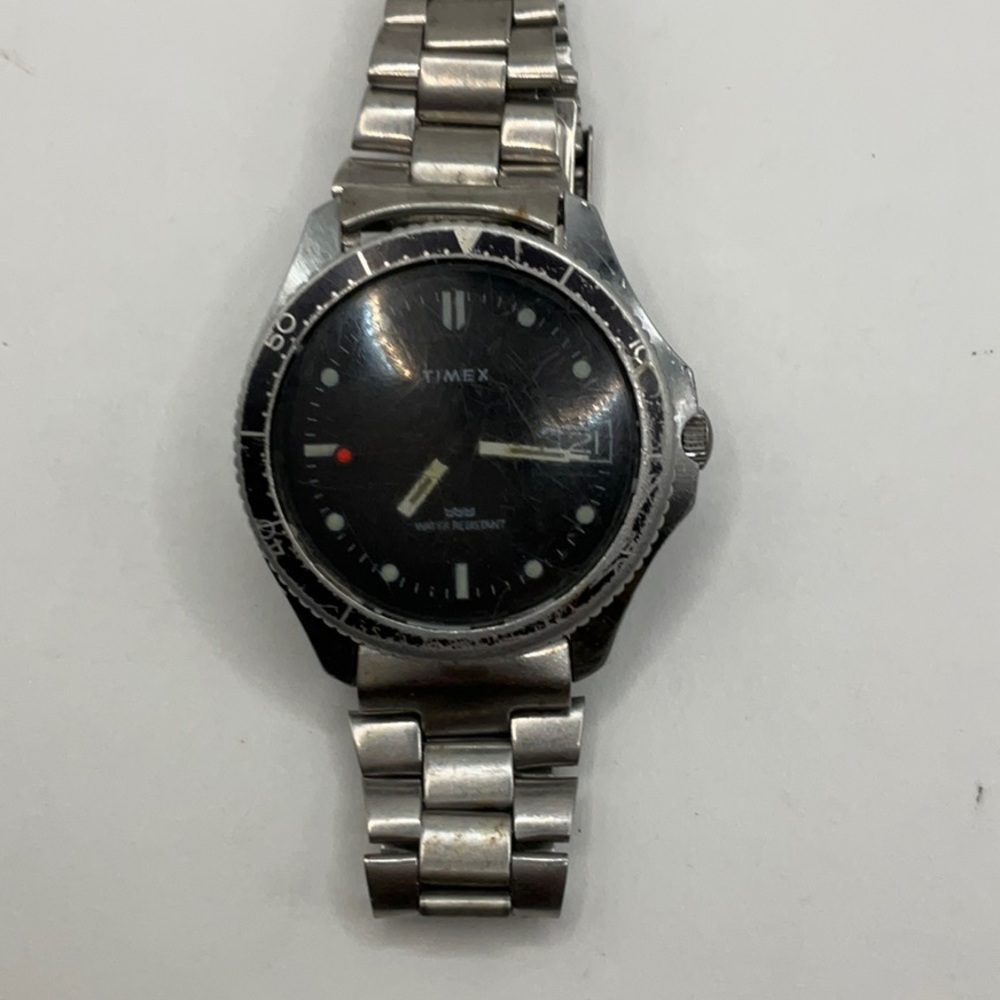Vintage Rare Timex Manual Wind Divers Watch red dot 1980s Running